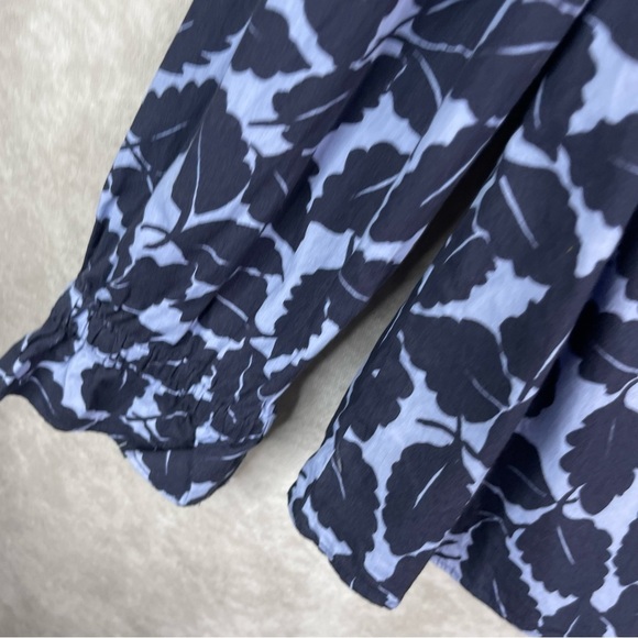 Sail To Sable Autumn Leaf Ruffle Bib Blouse In Blue Women's Size XL - Picture 4 of 6